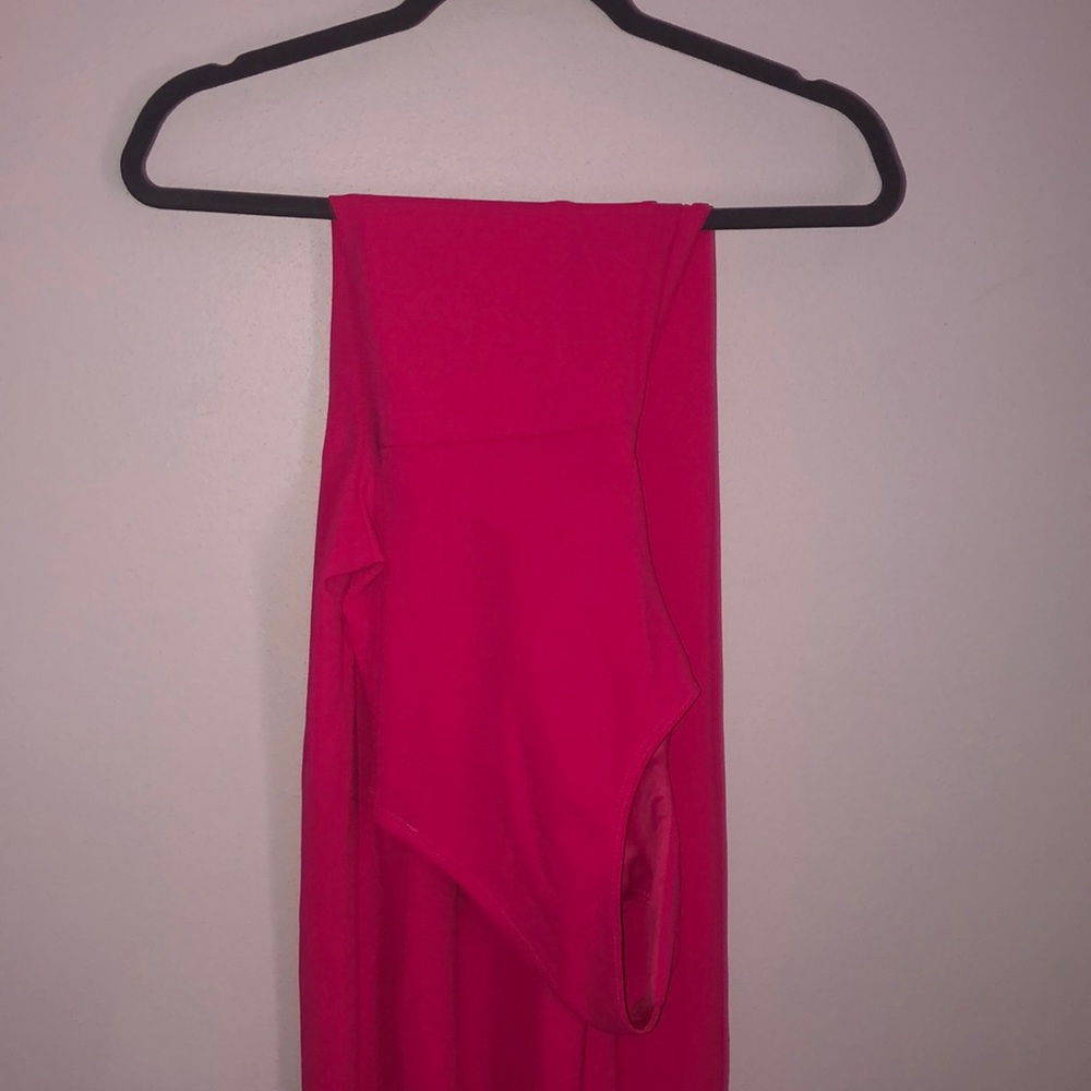 Fashion nova fuchsia one shoulder jumpsuit